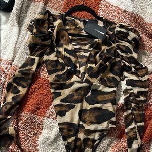 plunge leopard print bodysuit